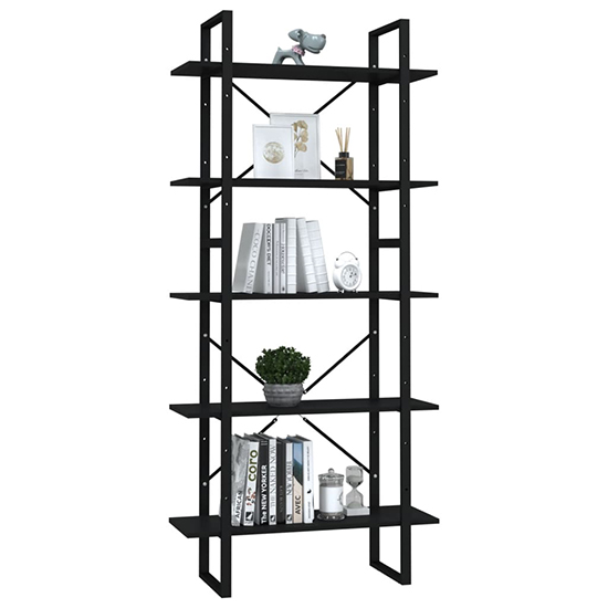 Emlen 80cm Wooden 5 Tier Bookcase In Black_2