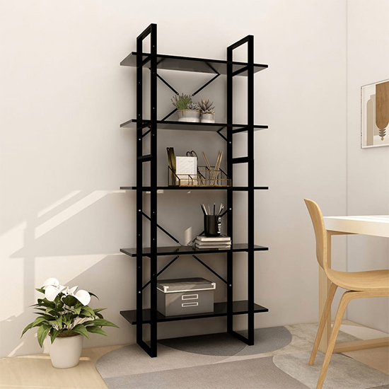 Photo of Emlen 80cm wooden 5 tier bookcase in black