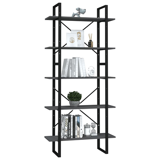 Emlen 80cm Wooden 5 Tier Bookcase In Grey_2