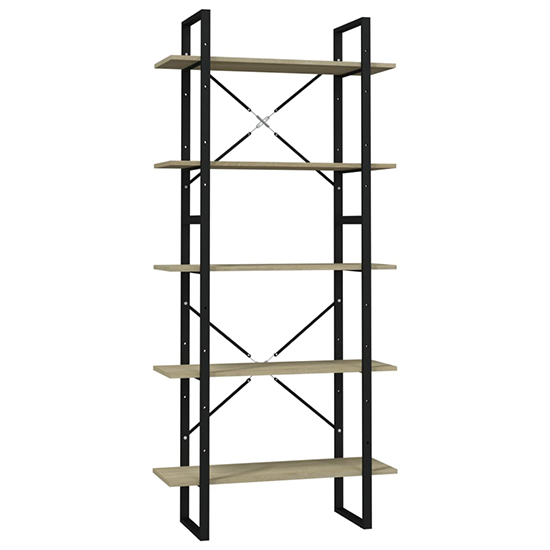 Emlen 80cm Wooden 5 Tier Bookcase In Sonoma Oak_2