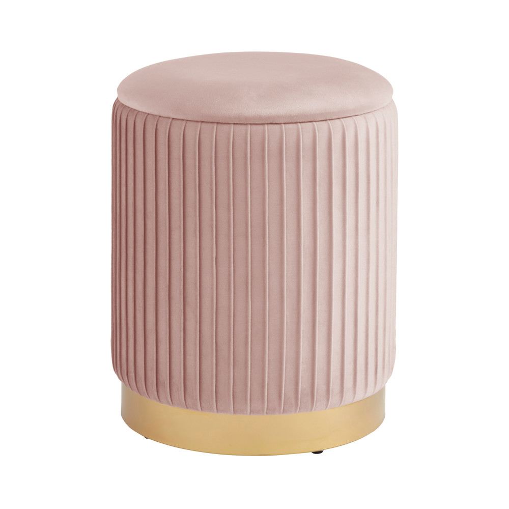 Emlira Velvet Storage Stool in Blush Pink