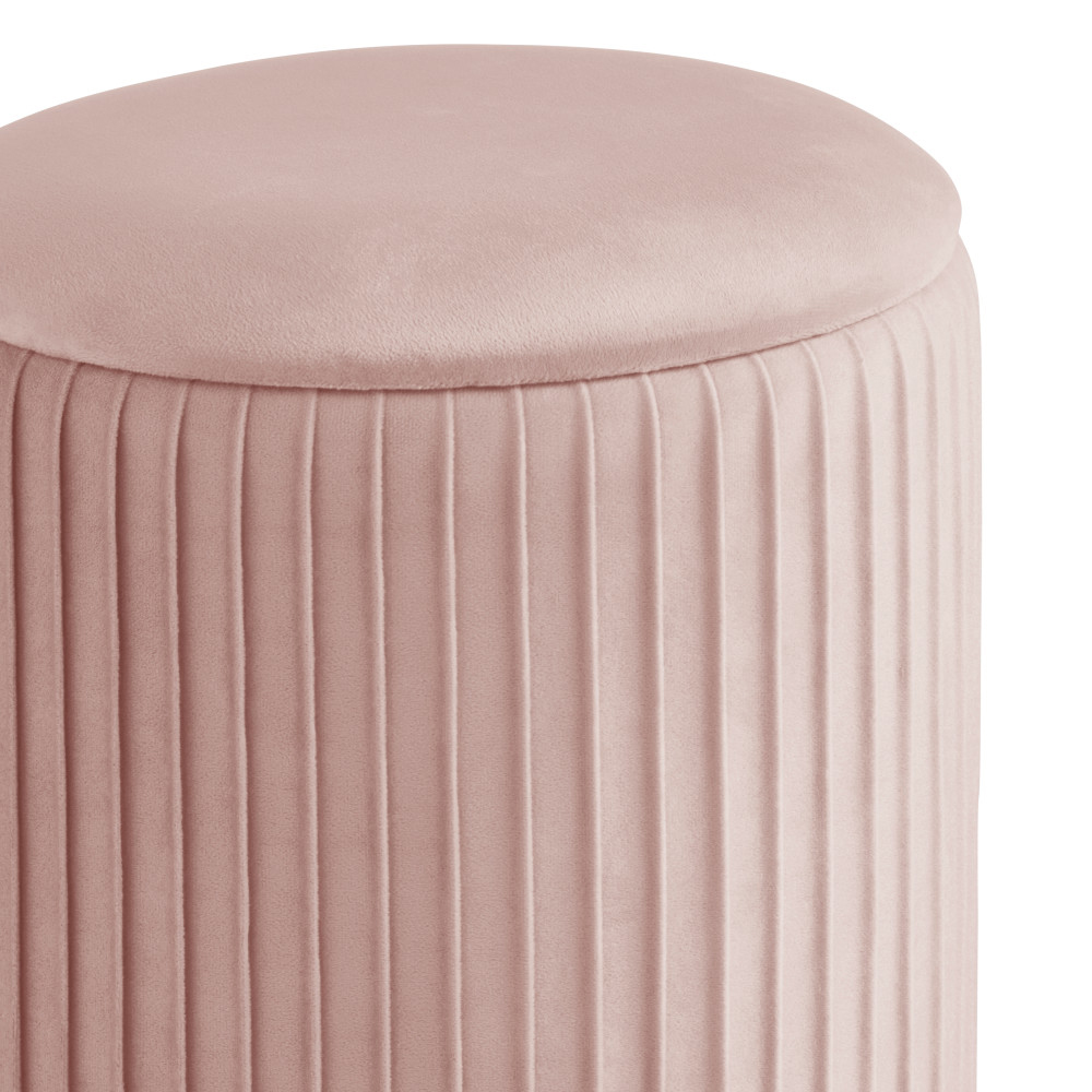 Emlira Velvet Storage Stool in Blush Pink