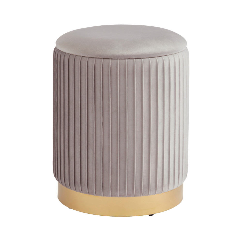 Emlira Velvet Storage Stool in Grey