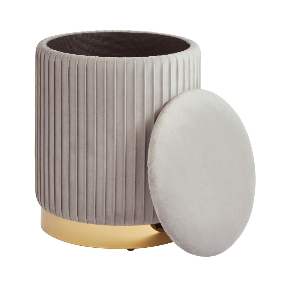 Emlira Velvet Storage Stool in Grey