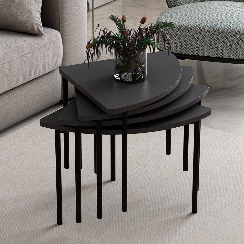 Emma Round Wooden Coffee Table in Anthracite