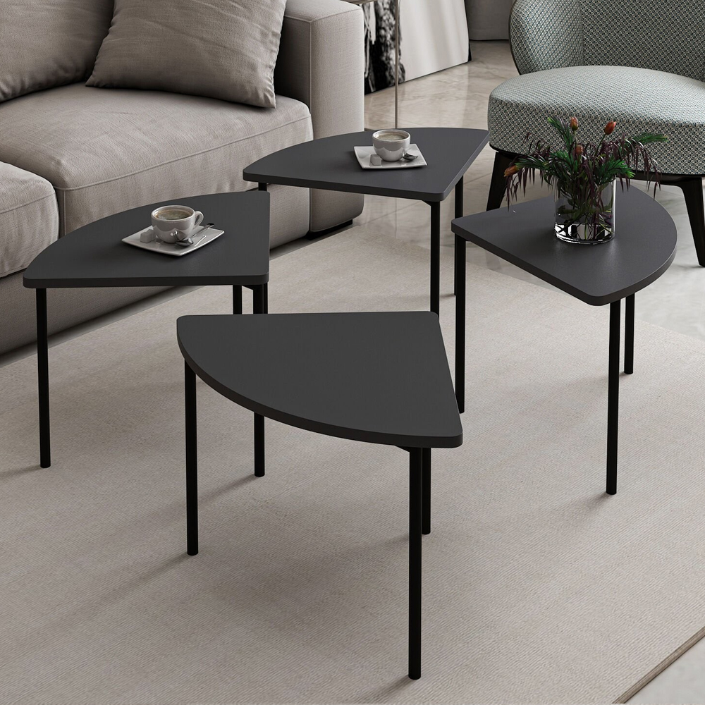 Emma Round Wooden Coffee Table in Anthracite