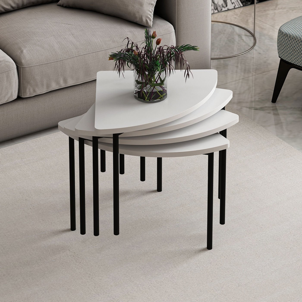 Emma Round Wooden Coffee Table in White