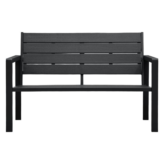 Emma Wooden Garden Seating Bench With Steel Frame In Black_2