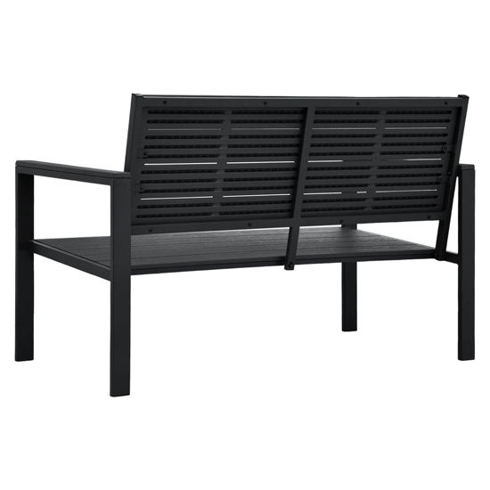 Emma Wooden Garden Seating Bench With Steel Frame In Black