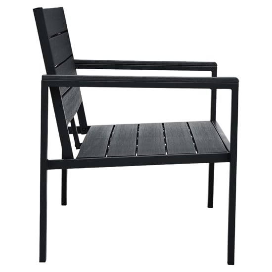 Emma Wooden Garden Seating Bench With Steel Frame In Black_4