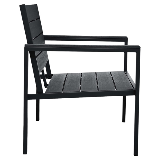 Emma Wooden Garden Seating Bench With Steel Frame In Black