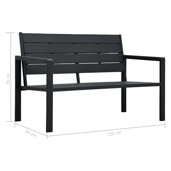 Emma Wooden Garden Seating Bench With Steel Frame In Black