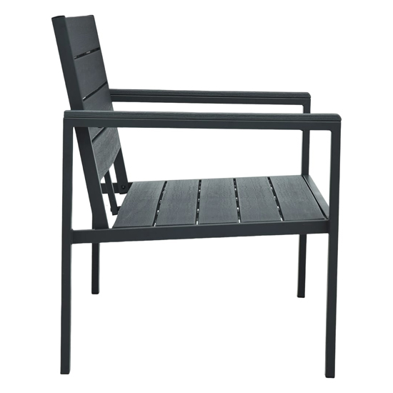Emma Wooden Garden Seating Bench With Steel Frame In Grey_4
