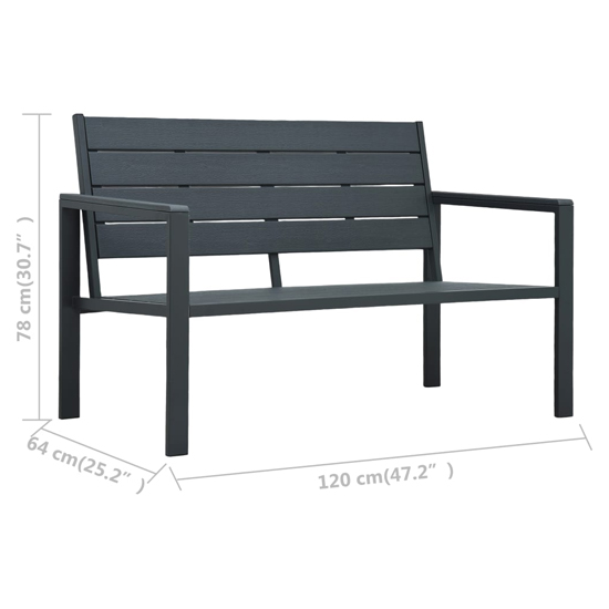 Emma Wooden Garden Seating Bench With Steel Frame In Grey_5