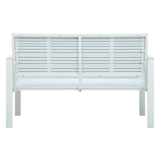 Emma Wooden Garden Seating Bench With Steel Frame In White_3