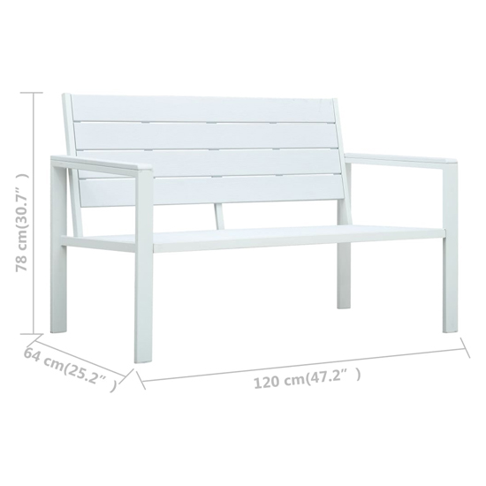 Emma Wooden Garden Seating Bench With Steel Frame In White_5