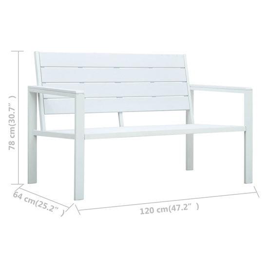 Emma Wooden Garden Seating Bench With Steel Frame In White