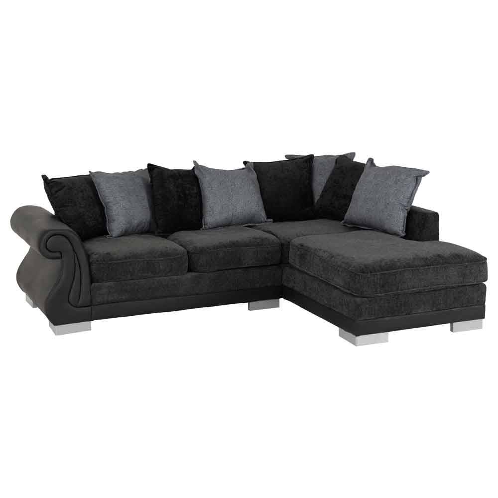 Emmaus Fabric Corner Sofa In Dark Grey