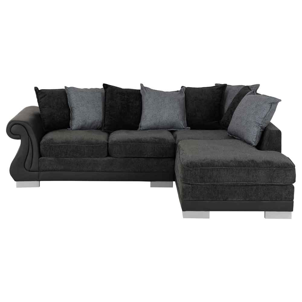 Emmaus Fabric Corner Sofa In Dark Grey