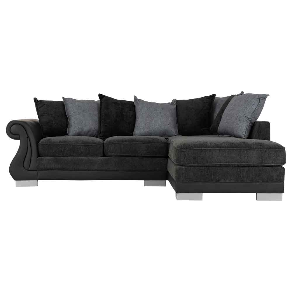 Emmaus Fabric Corner Sofa In Dark Grey