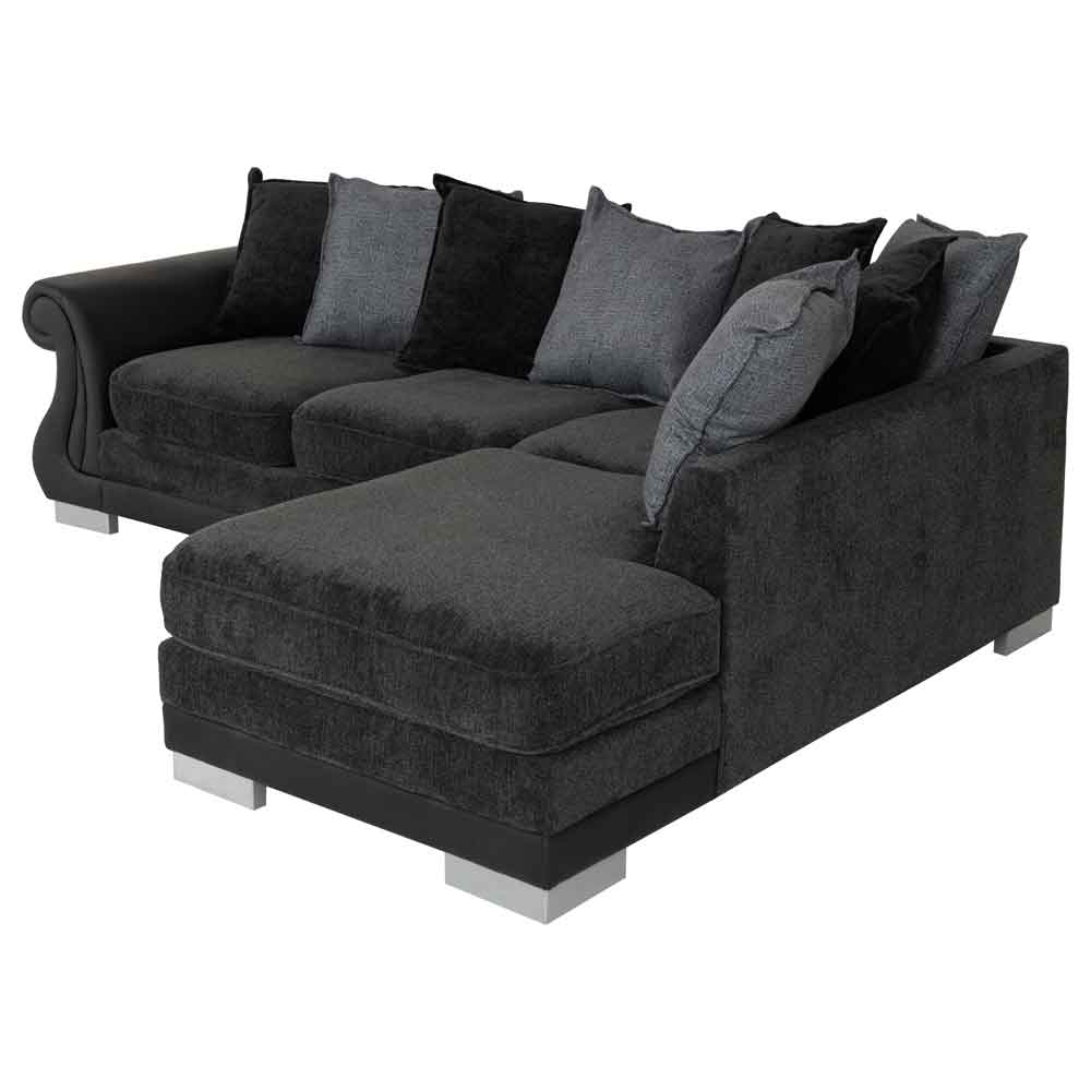 Emmaus Fabric Corner Sofa In Dark Grey