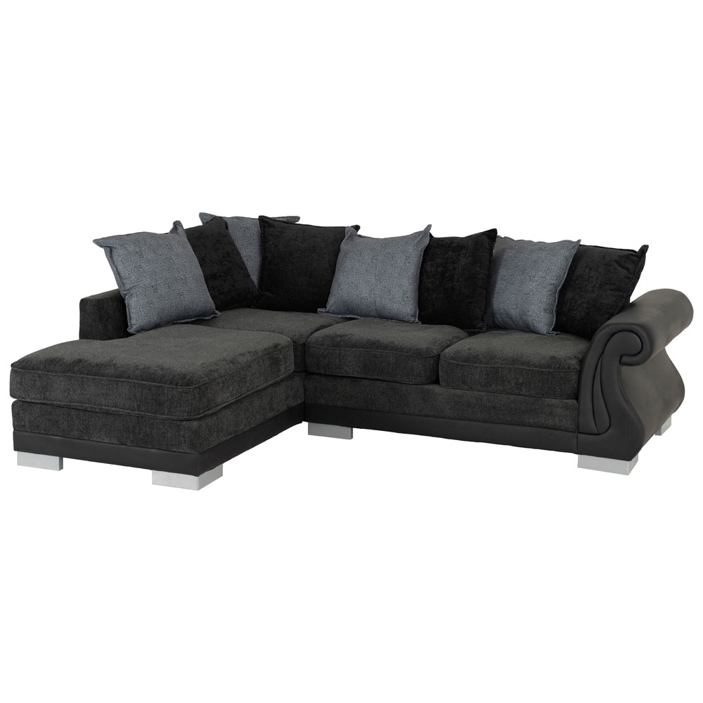 Emmaus Fabric Left Hand Corner Sofa In Dark Grey