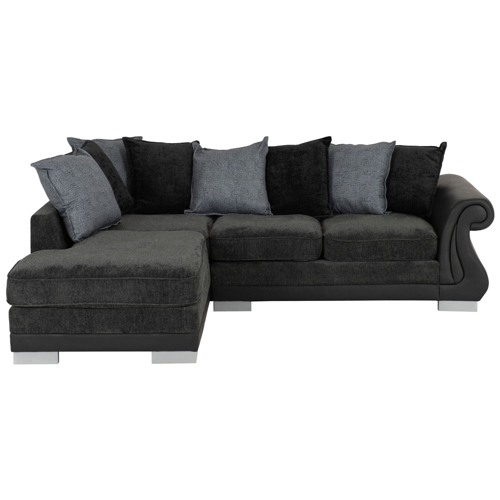 Emmaus Fabric Left Hand Corner Sofa In Dark Grey