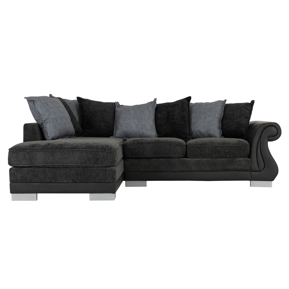 Emmaus Fabric Left Hand Corner Sofa In Dark Grey