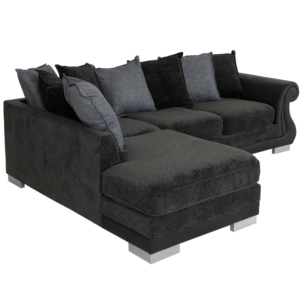 Emmaus Fabric Left Hand Corner Sofa In Dark Grey