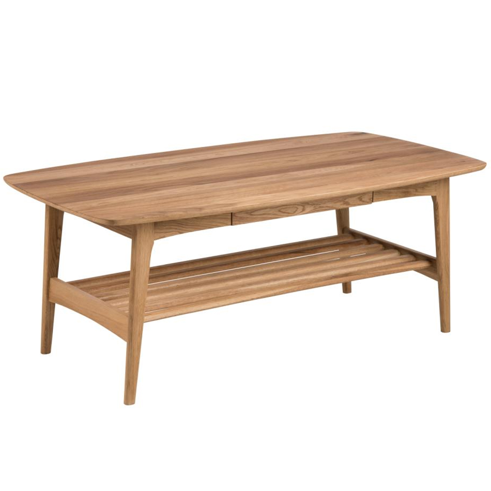 Emmet Wooden Rectangular Coffee Table With 1 Drawer In Oak