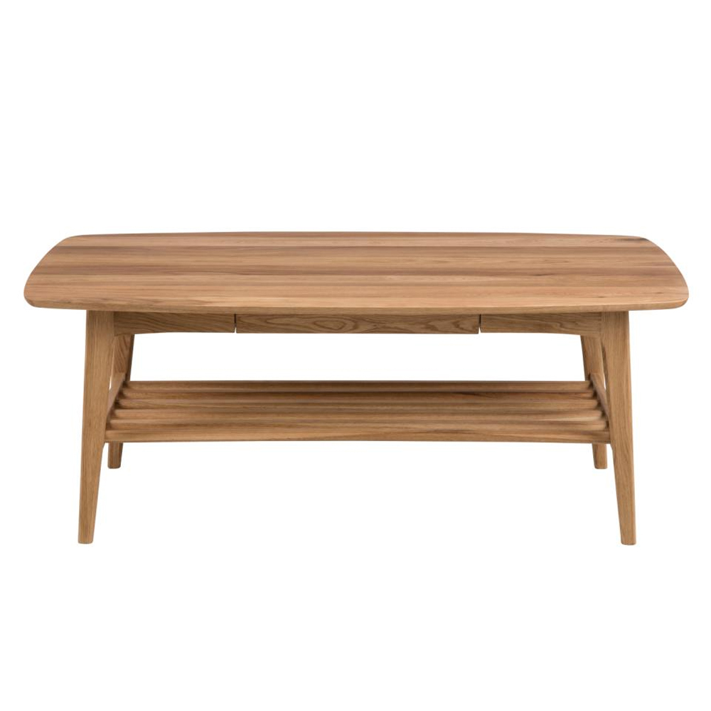 Emmet Wooden Rectangular Coffee Table With 1 Drawer In Oak