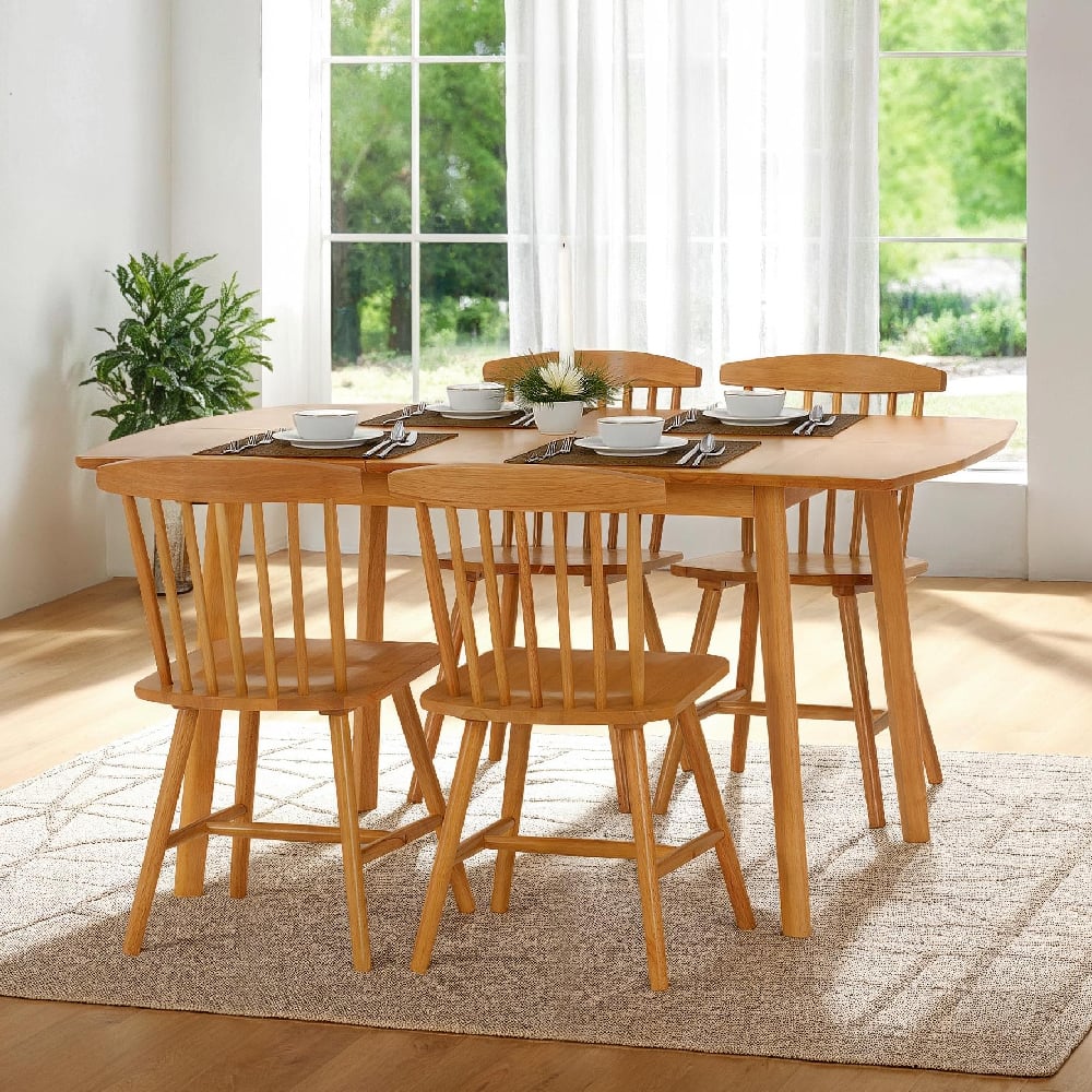 Read more about Emmett wooden extending dining table with 4 chairs in natural oak