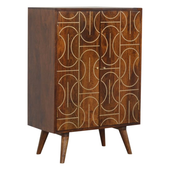 Photo of Emmis wooden gold inlay abstract storage cabinet in chestnut