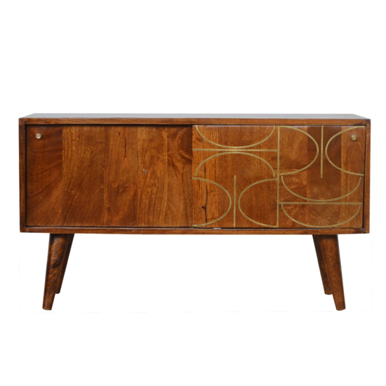 Emmis Wooden Gold Inlay Abstract TV Sideboard In Chestnut_2