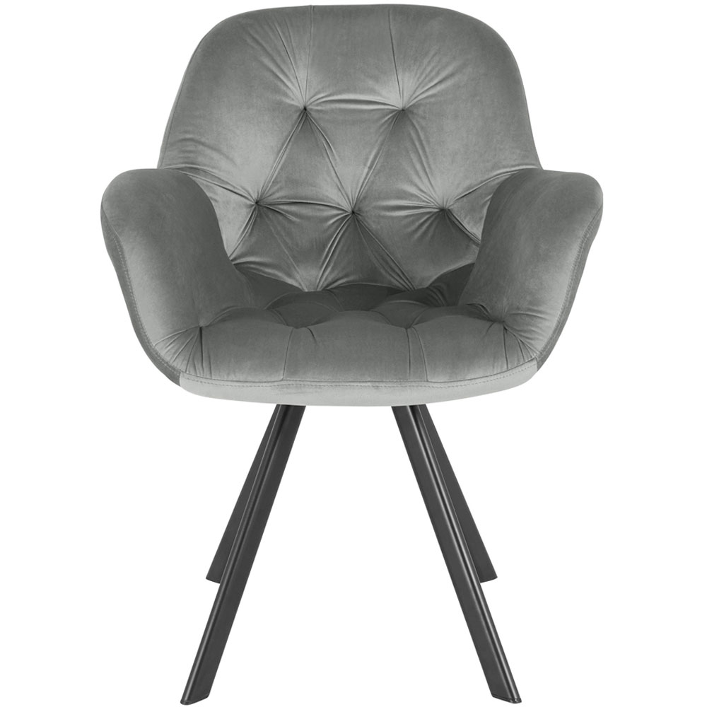 Emonte Grey Velvet Dining Chairs in Pair