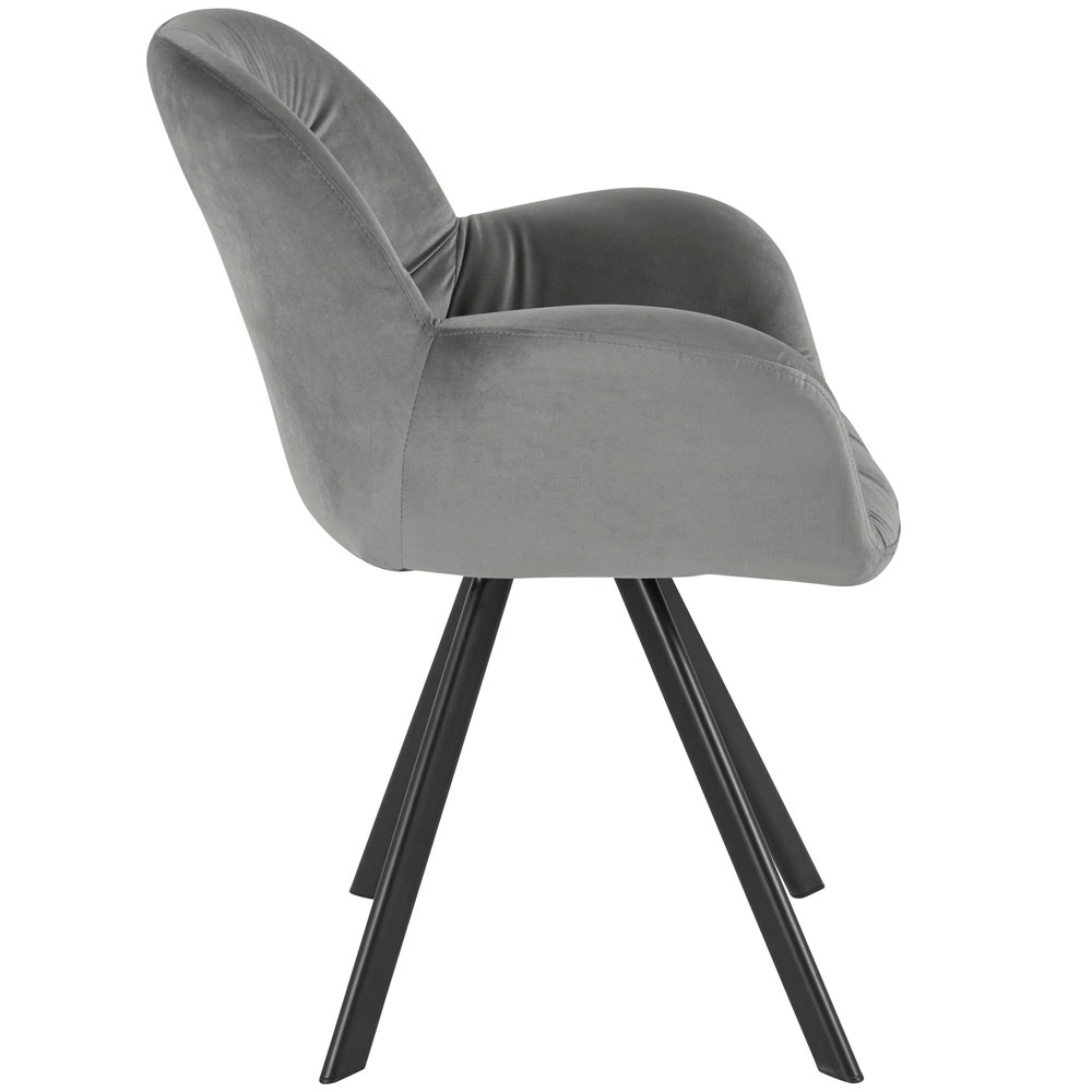 Emonte Grey Velvet Dining Chairs in Pair