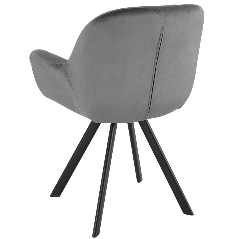 Emonte Grey Velvet Dining Chairs in Pair