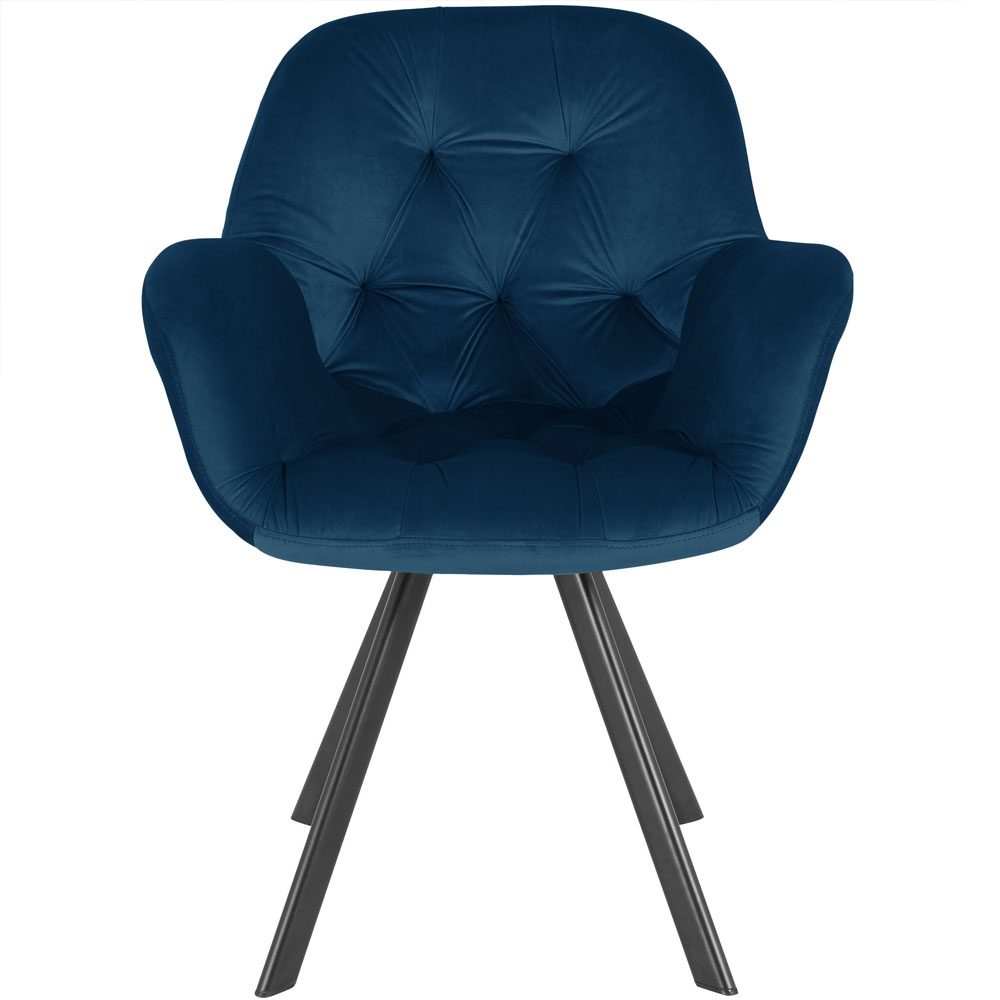 Emonte Navy Blue Velvet Dining Chairs in Pair