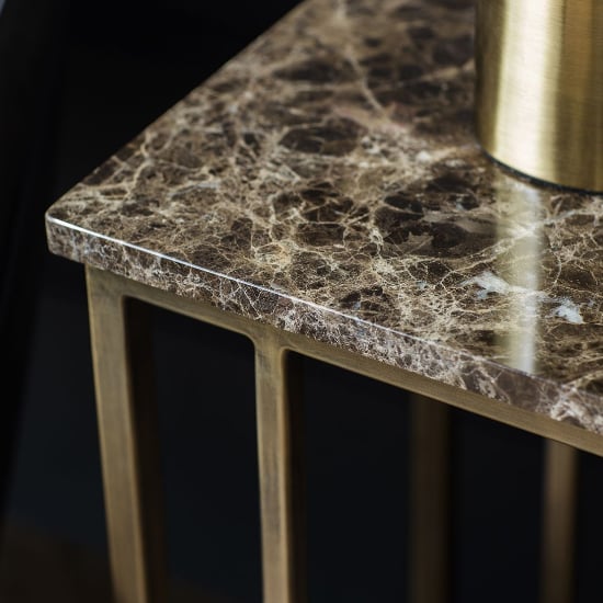 Emphora Supper Brown Marble Side Table With Bronze Metal Base