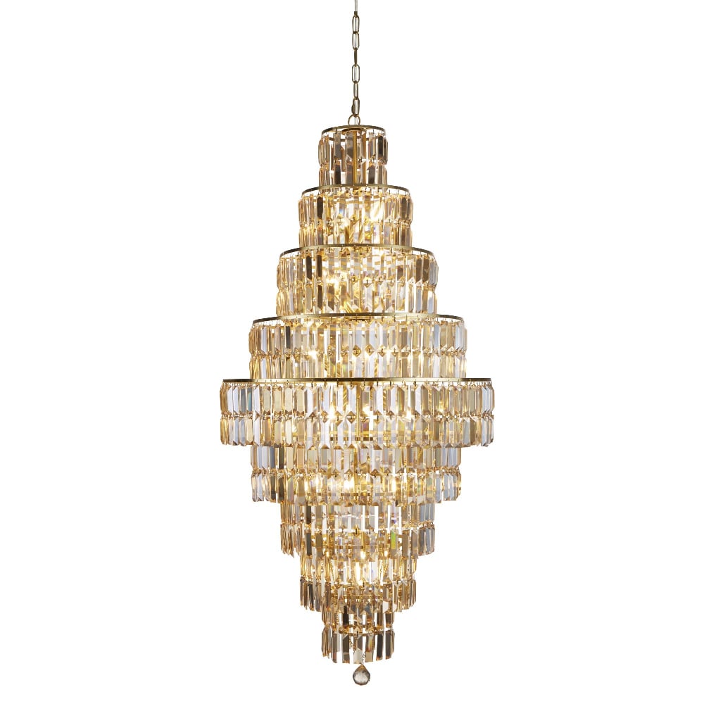 Read more about Empire 13 light champagne glass pendant light in satin brass