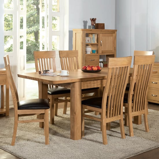 Photo of Empire large extending dining set with 6 chairs in oak