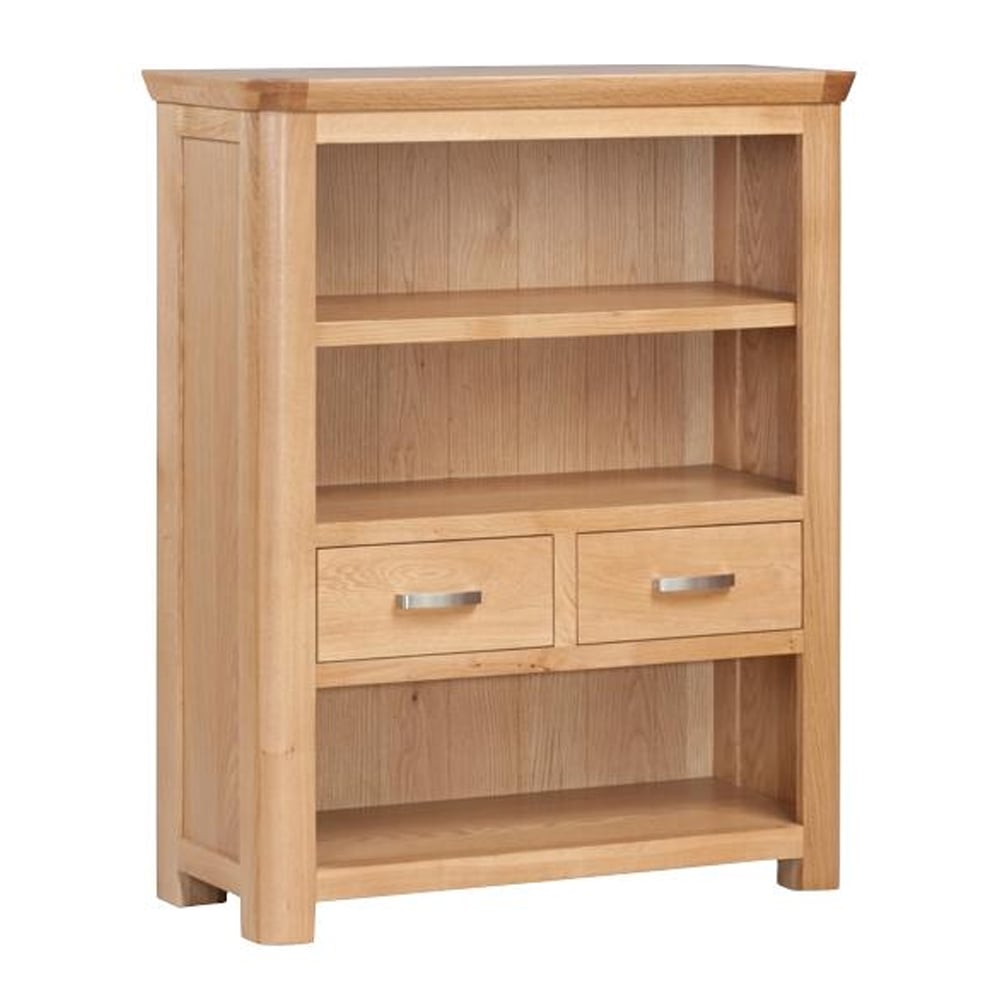 Empire Wooden Bookcase With 2 Drawers In Oak