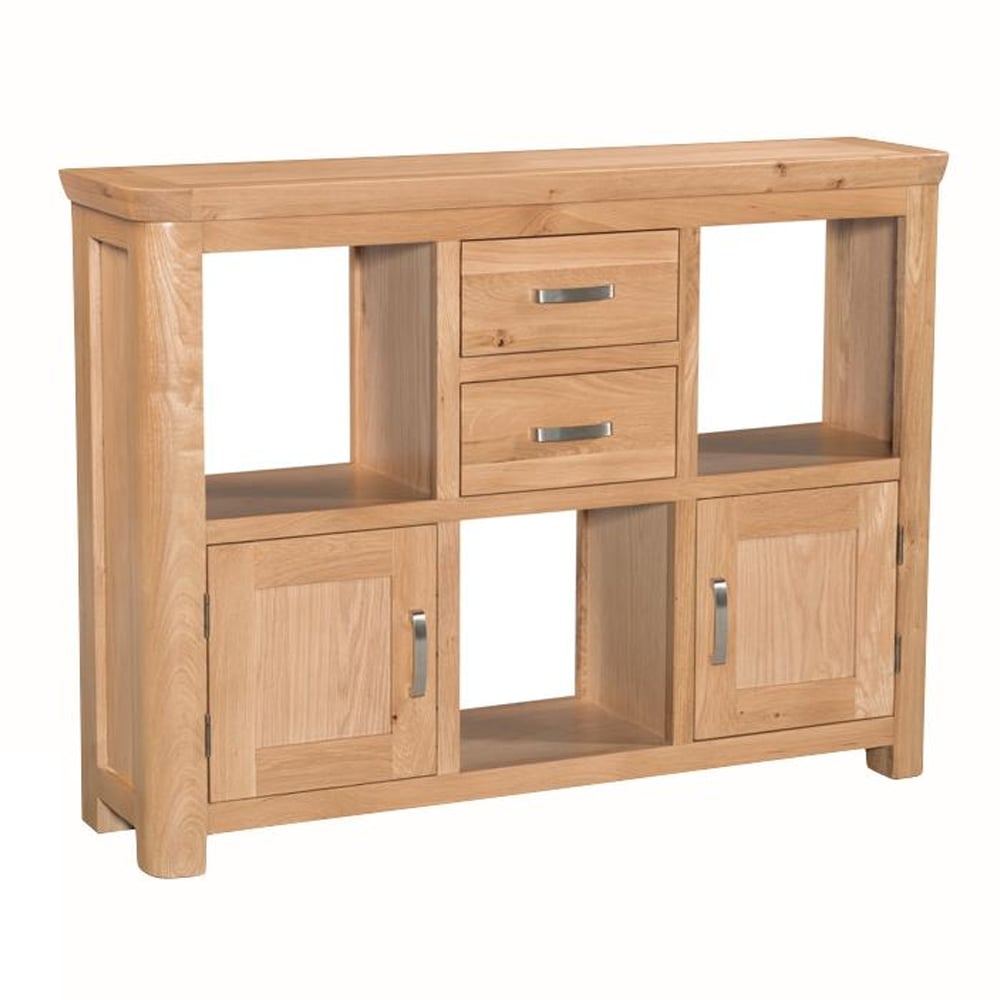Empire Wooden Low Display Cabinet With 2 Doors 2 Drawers In Oak