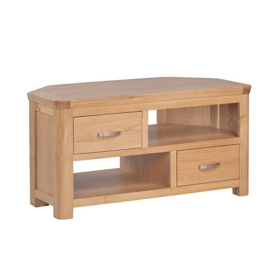 Photo of Empire wooden corner tv stand with 2 drawers