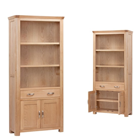 View Empire wooden high bookcase with 2 doors and 2 drawers