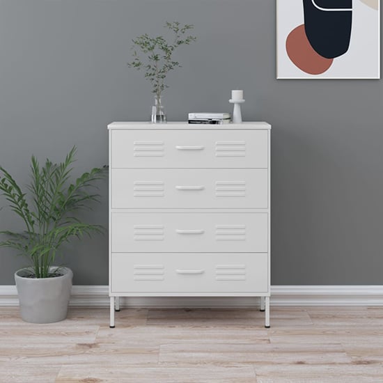 Read more about Emrik steel chest of 4 drawers in white