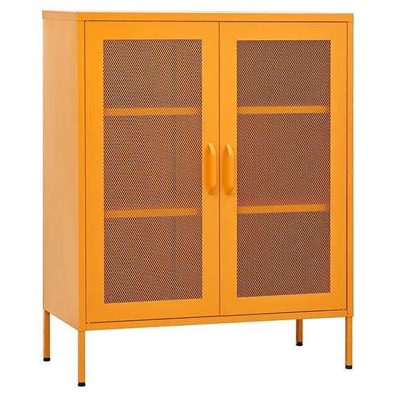 Emrik Steel Storage Cabinet With 2 Doors In Mustard Yellow_2