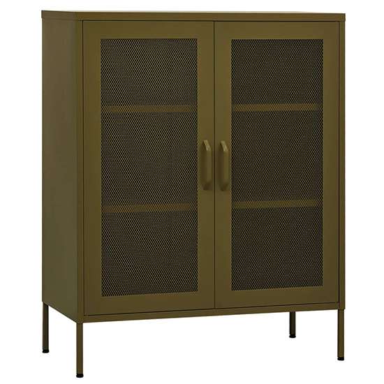 Emrik Steel Storage Cabinet With 2 Doors In Olive Green