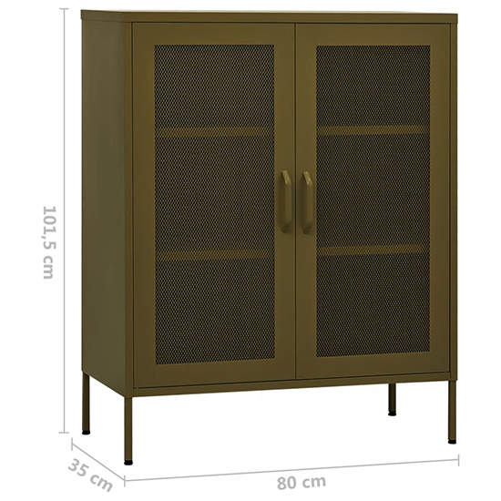 Emrik Steel Storage Cabinet With 2 Doors In Olive Green