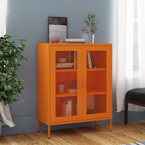 Emrik Steel Storage Cabinet With 2 Doors In Orange